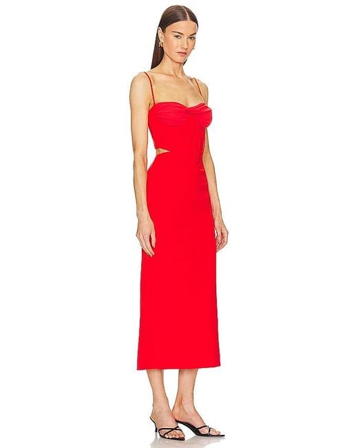 Bardot Red Martini Midi Dress