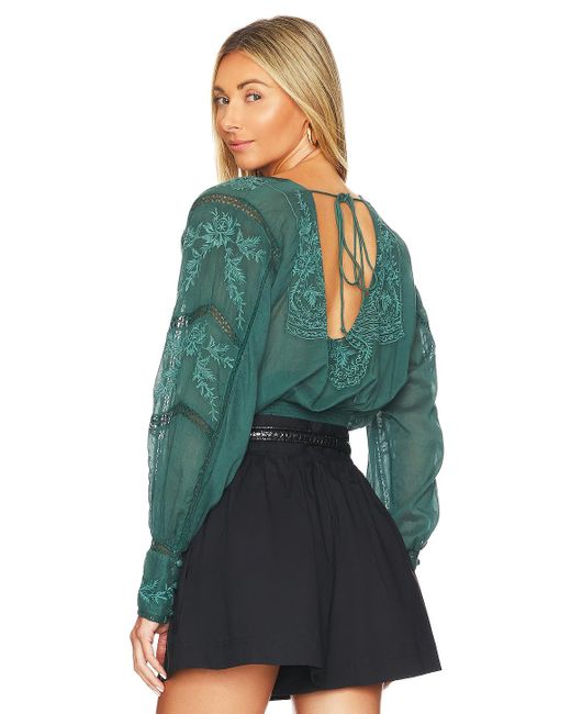 Free People Lucky Me Lace Top in Green Lyst