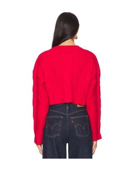 SNDY'S Red Laine Cable Cardigan