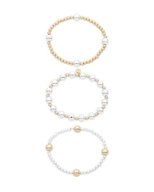 Ettika White Mixed Metal Bubble Line Bracelet Set
