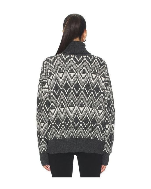 Varley Black Ida Relaxed Fairisle Rollneck Sweater