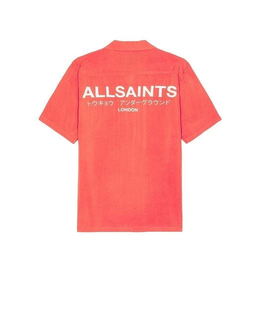 AllSaints Red Underground Short Sleeve Shirt for men