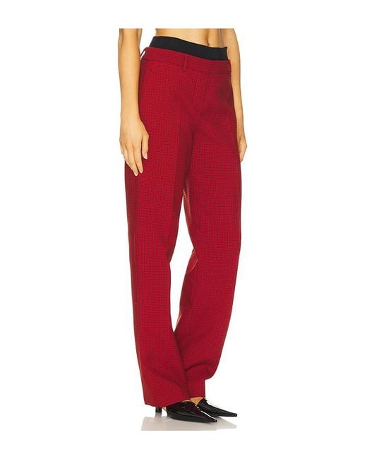 MSGM Red Techno Micro Check Pant