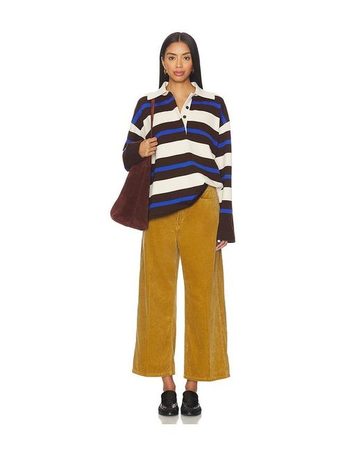 Polo Ralph Lauren Yellow Corduroy Wide-Leg Cropped Pant