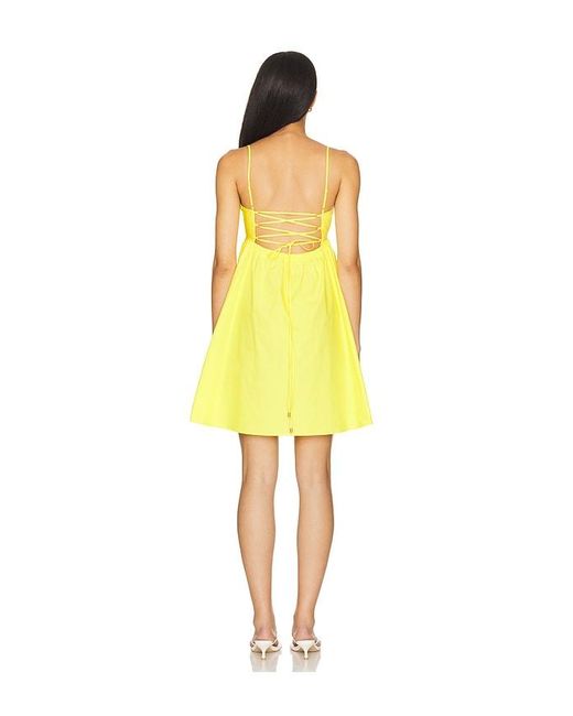 Susana Monaco Yellow Poplin Lace Up Back V Wire Dress