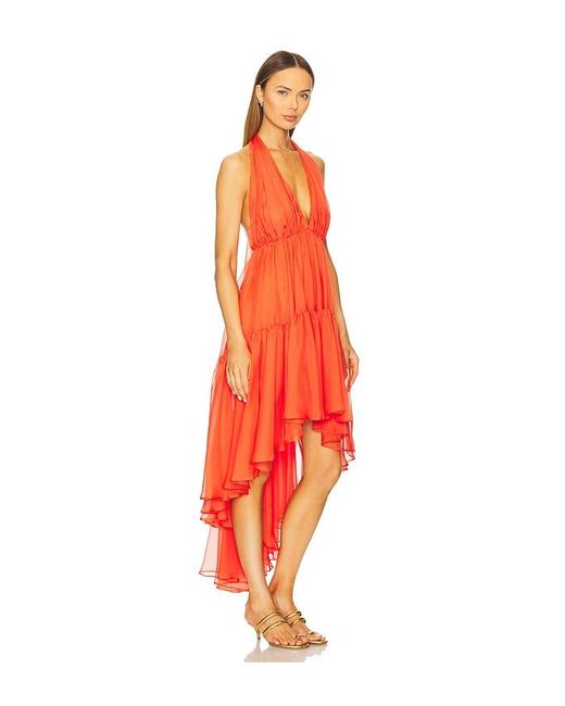 Bardot Orange Leona High Low Ruffle Dress