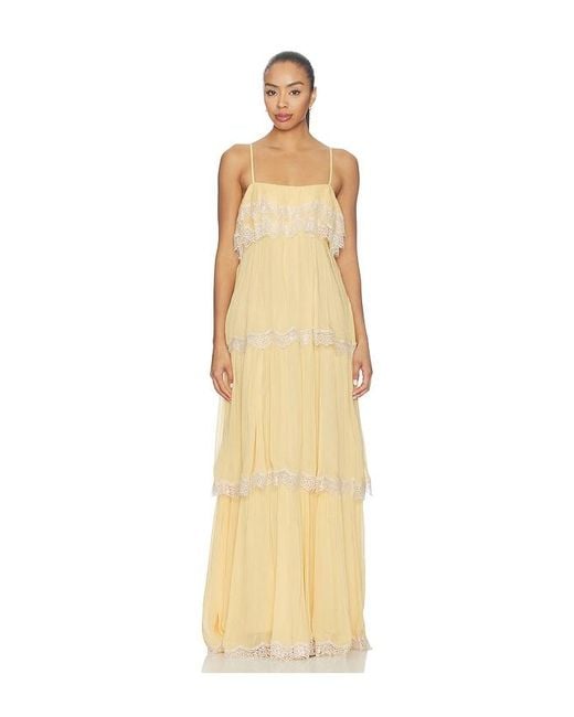 Hemant & Nandita Natural Tiered Maxi Dress