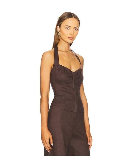 Bardot Brown Rixton Linen Halter Top