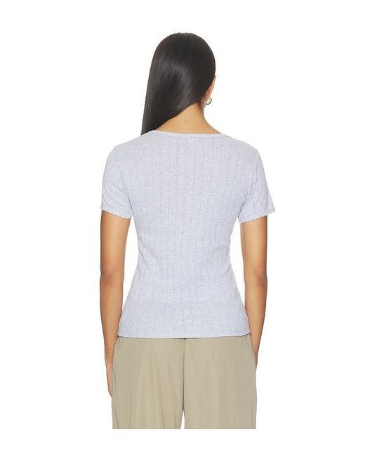 Leset White Pointelle Slim Fit Tee