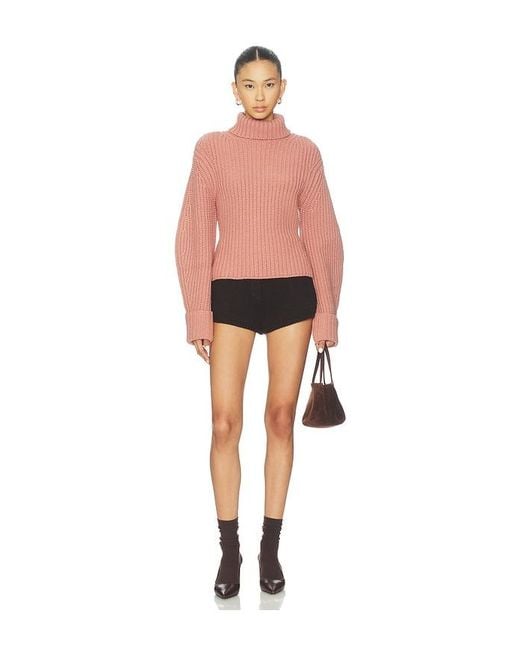 Lovers + Friends Pink Aimee Mock Neck Sweater