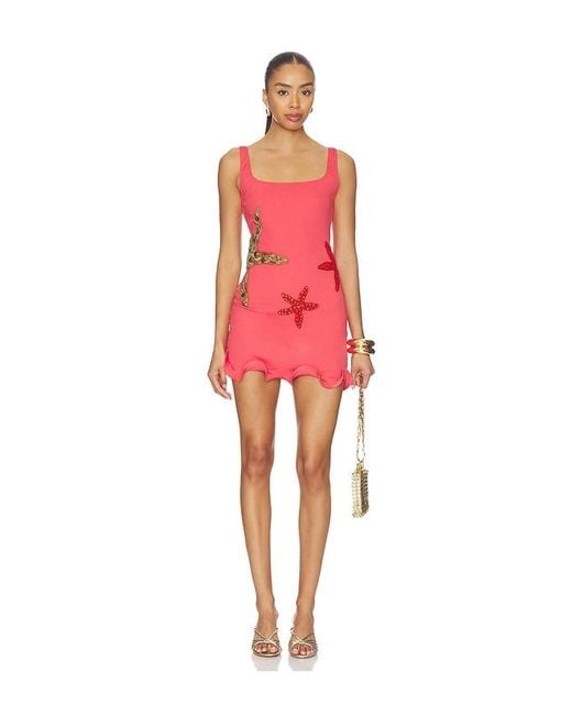 Leslie Amon Red Starfish Mini Dress
