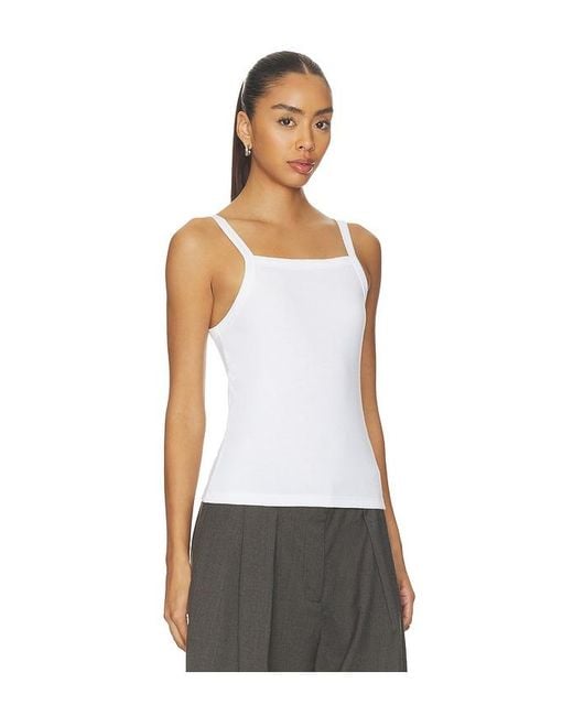 Leset White Nando Square Neck Tank