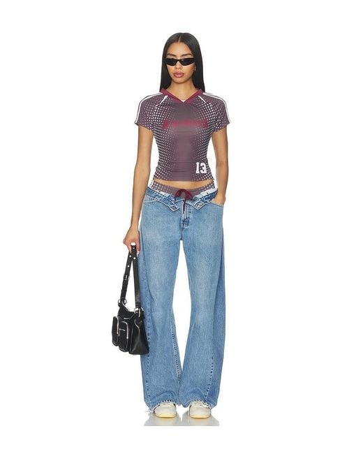 Jaded London Blue Illusion Print Football Baby Tee