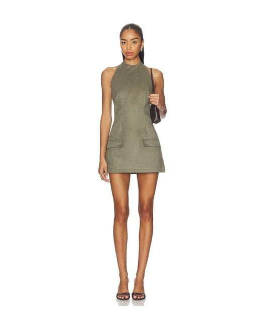 SNDY'S Natural Amelia Faux Suede Mini Dress