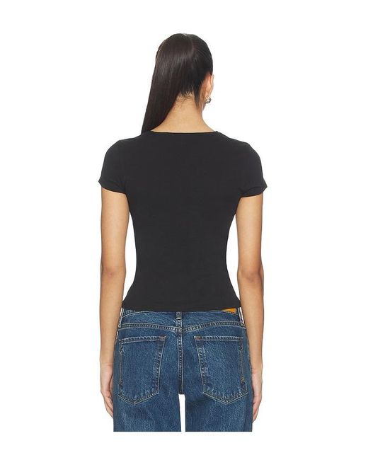 GRLFRND Black Keyhole Twist Short Sleeve Tee