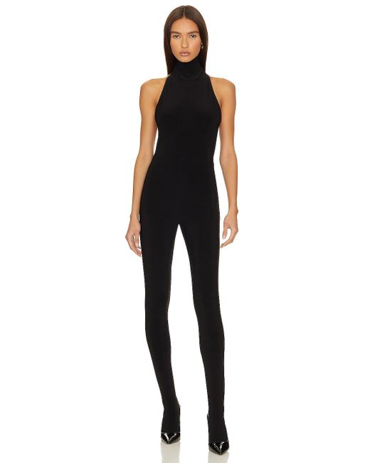 Norma Kamali X Revolve Halter Turtle Catsuit With Footsie in Black | Lyst
