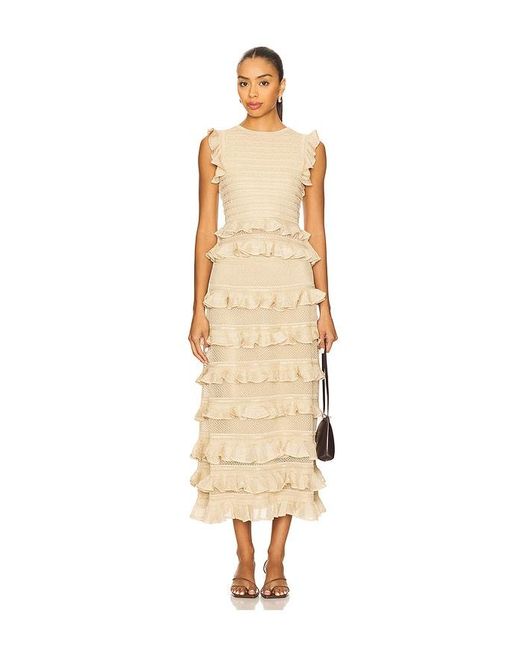 Zimmermann Natural Lace Frill Midi Skirt