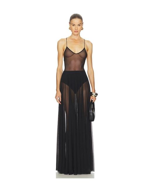 Norma Kamali Black Flared Skirt To Floor