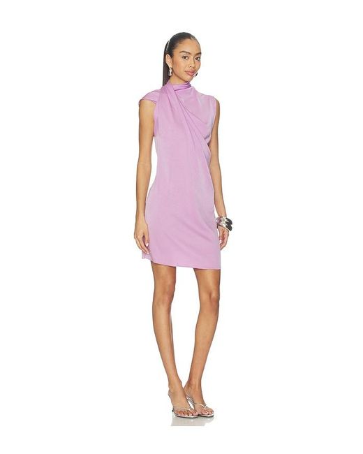 Atlein Pink Draped Neckline Sleeveless Dress