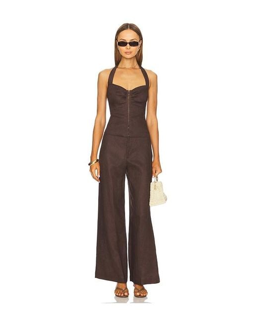 Bardot Brown Rixton Linen Halter Top