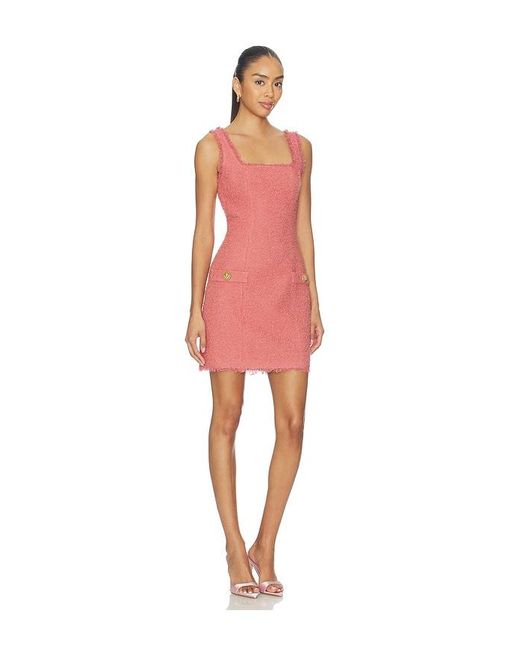 Balmain Red Two Pockets Straight Tweed Short Dress