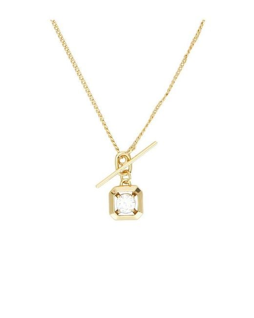 By Adina Eden White Square Solitaire Stone Toggle Charm Necklace