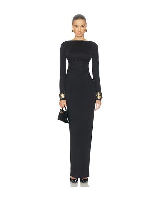 Helsa Blue The Ruched Open Back Jersey Dress