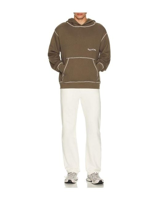 Museum of Peace & Quiet Brown Wordmark Reverse Stitched Hoodie for men