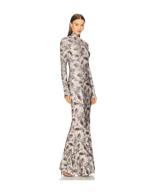 Norma Kamali White Long Sleeve Turtleneck Fishtail Gown