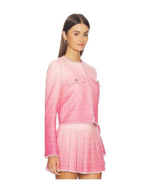 Alice + Olivia Pink Dumont Tweed Boxy Jacket