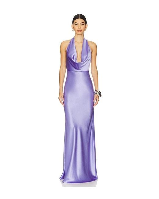 SAU LEE Purple Pearl Gown