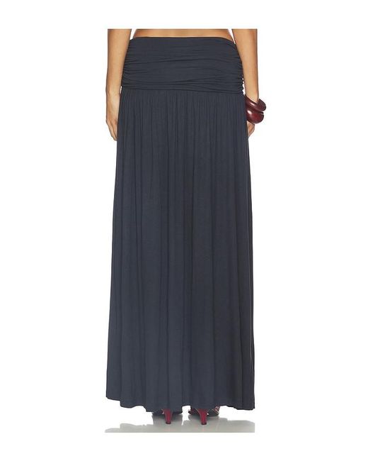 Seven Wonders Blue Avanni Ruched Low Waist Maxi Skirt