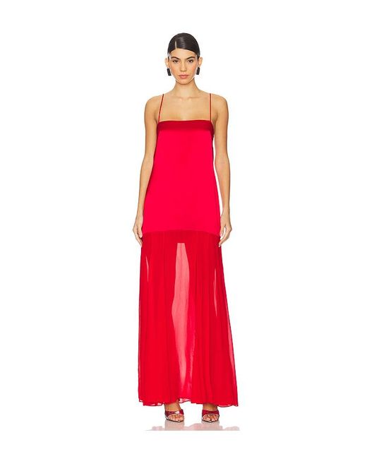 Shona Joy Red Moraya Dropped Waist Maxi Dress