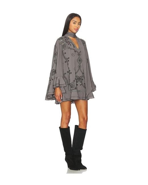 Free People Gray Bali September Sun Mini Dress