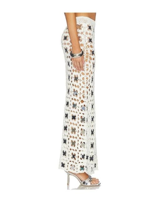 superdown White Kilah Crochet Maxi Skirt