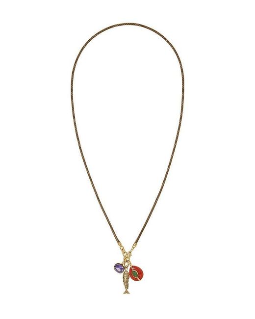 Roxanne Assoulin Blue The Cubic Triple Charm Cord Pendant Necklace