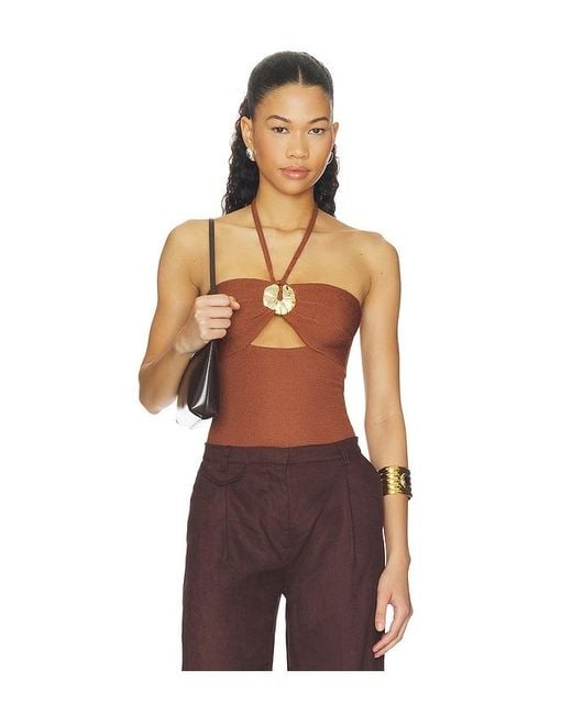 PATBO Brown Cora Knit Bodysuit