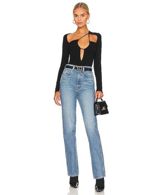 superdown Blue Aranza Ruched Bodysuit