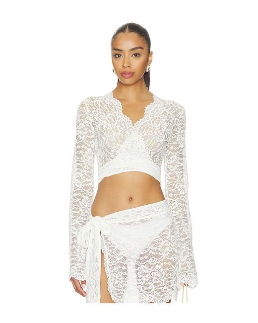 Away That Day White X Gigi & Palm Island Lace Top