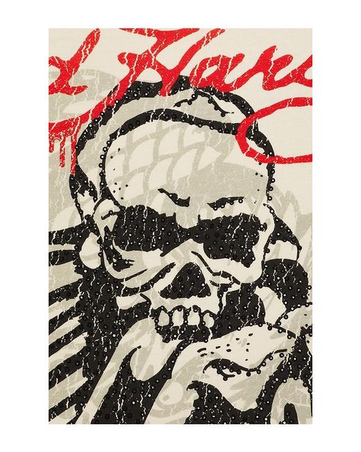 Ed Hardy Natural Skele Rhinestone Boxy Tee for men
