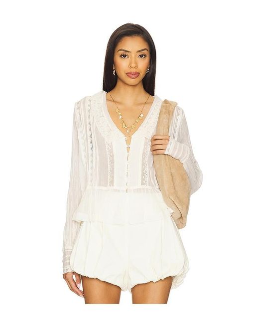 Free People Women's White Elodie Blouse