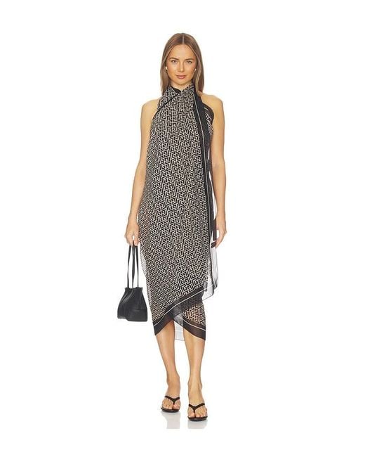 Balmain Black Monogramme Cover Up Pareo