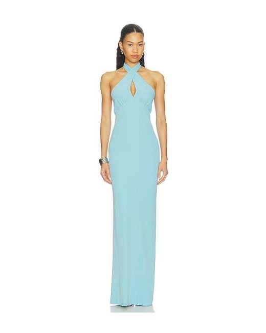 Amanda Uprichard Blue Samara Maxi Dress