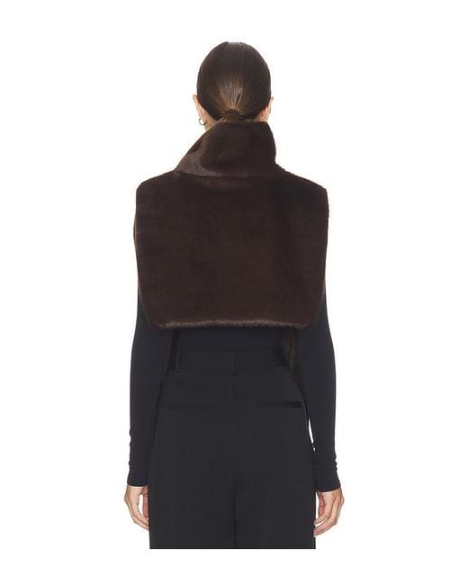 WeWoreWhat Black Faux Fur Mockneck Vest