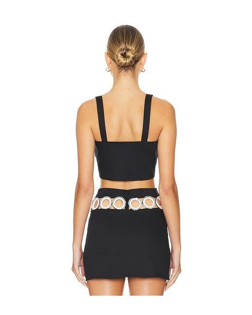 MY BEACHY SIDE Black Square Neck Crop Top