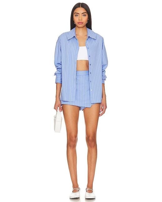 Line & Dot Blue Oxford Mini Skort