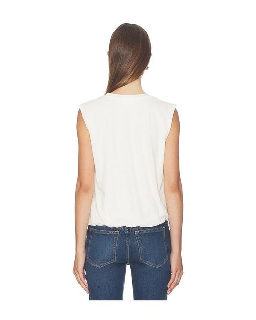 Bobi White Sleeveless Bubble Hem Tee