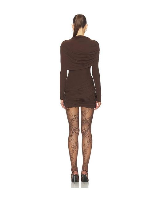 Line & Dot Brown Lior Draped Mini Dress