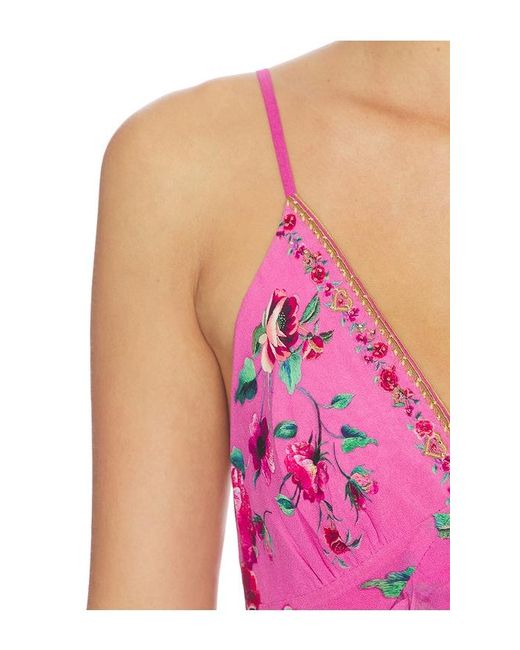 Camilla Pink Asymmetrical Ruffle Slip Dress