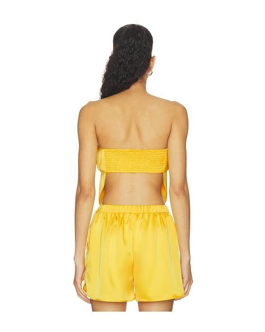 Susana Monaco Yellow Satin Scarf Tube Top